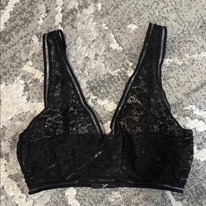 Victoria's Secret Black Lace Bra with Plunging V-Neckline Size S